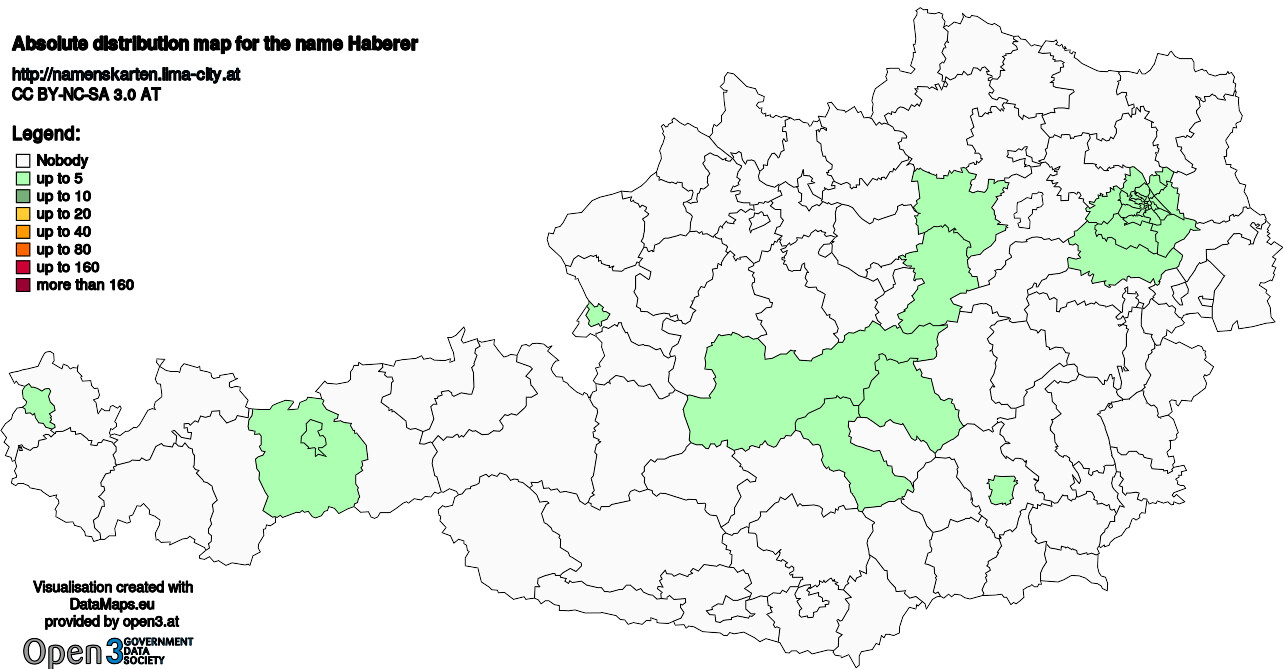 Absolute Distribution maps for surname Haberer
