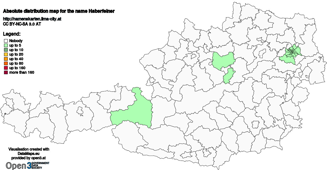 Absolute Distribution maps for surname Haberfelner