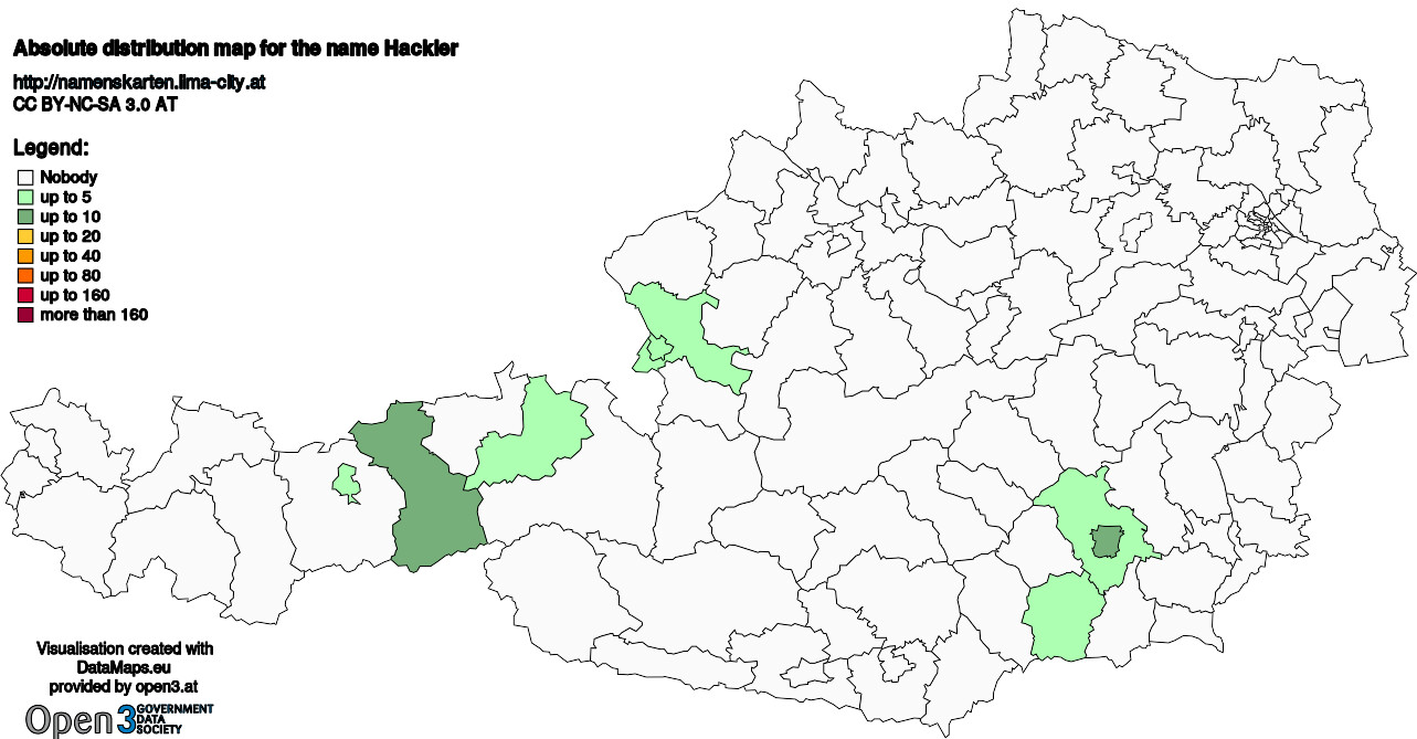 Absolute Distribution maps for surname Hackler