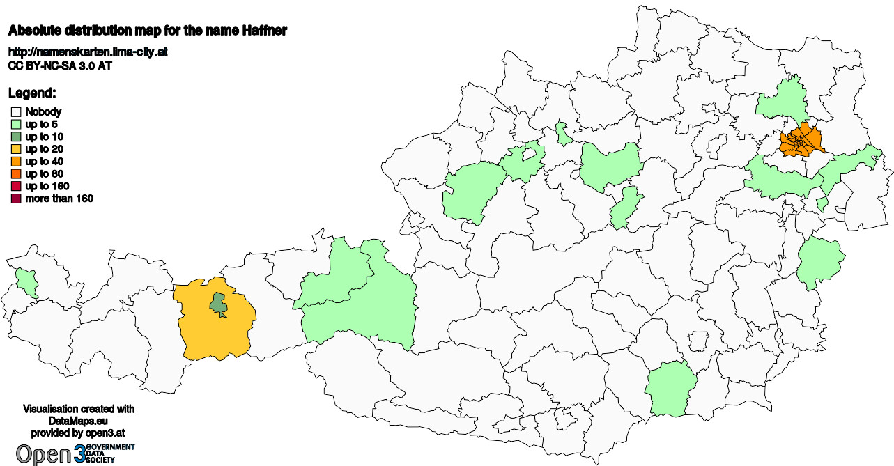 Absolute Distribution maps for surname Haffner