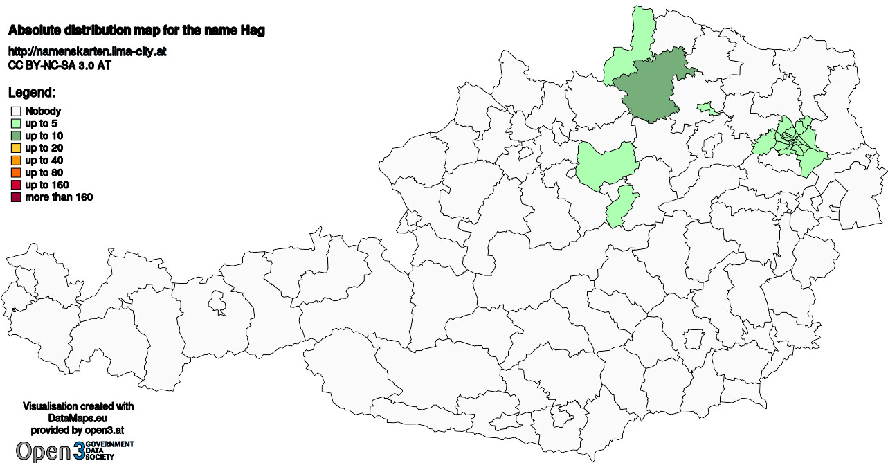 Absolute Distribution maps for surname Hag