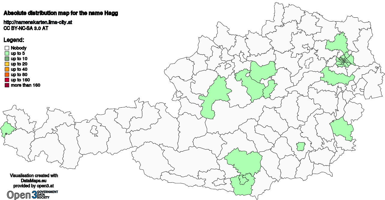 Absolute Distribution maps for surname Hagg