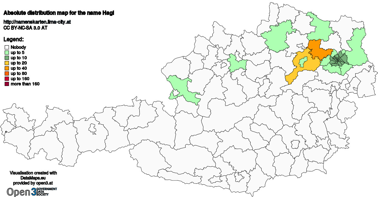 Absolute Distribution maps for surname Hagl