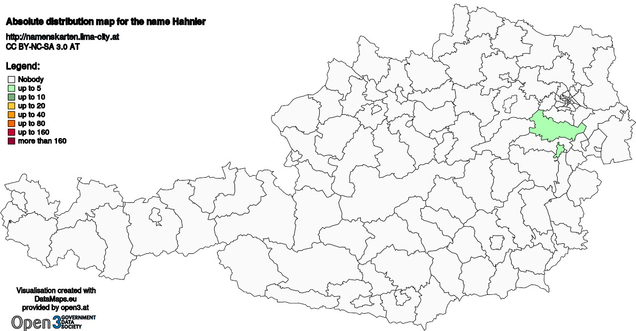 Absolute Distribution maps for surname Hahnler