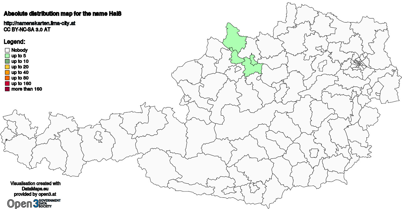 Absolute Distribution maps for surname Haiß