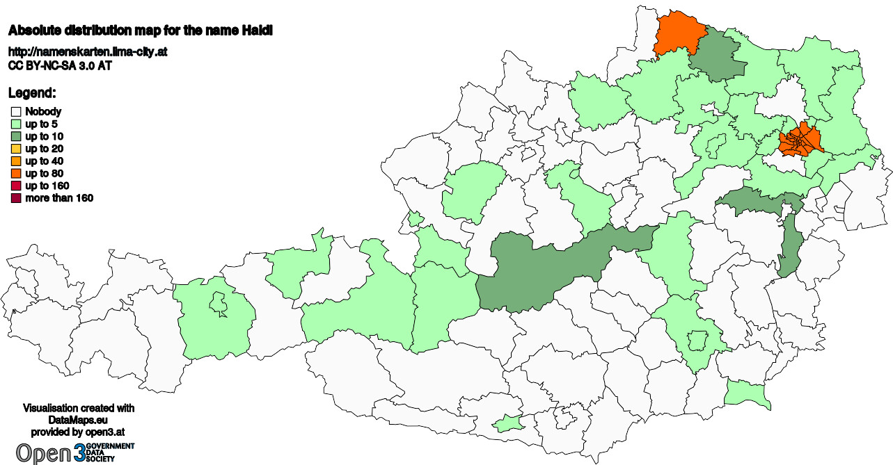 Absolute Distribution maps for surname Haidl