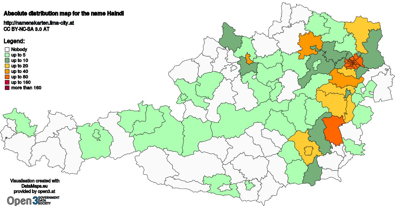 Absolute Distribution maps for surname Haindl