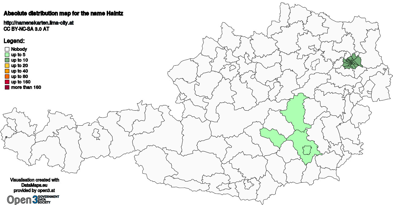 Absolute Distribution maps for surname Haintz