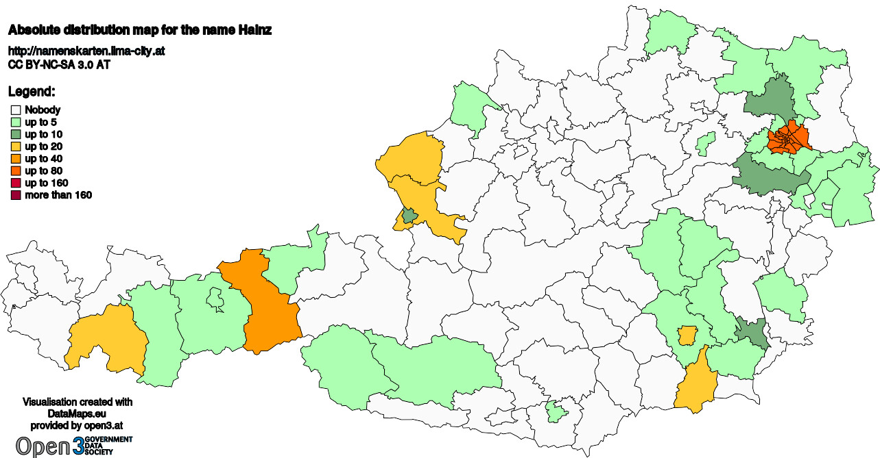 Absolute Distribution maps for surname Hainz