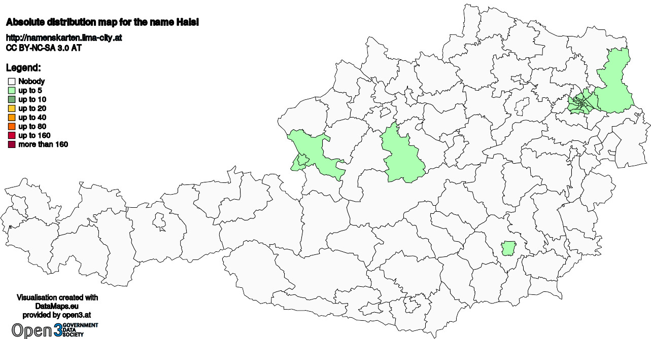 Absolute Distribution maps for surname Haisl