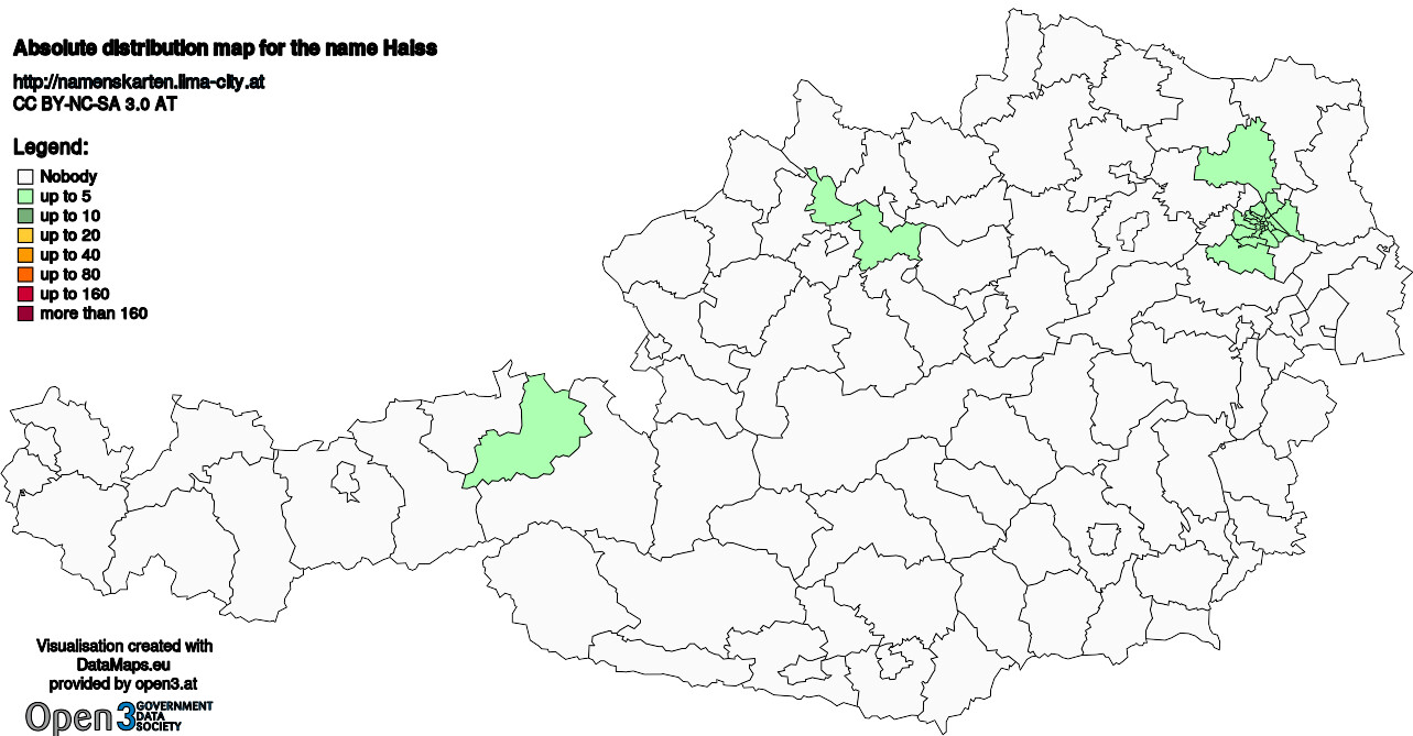 Absolute Distribution maps for surname Haiss