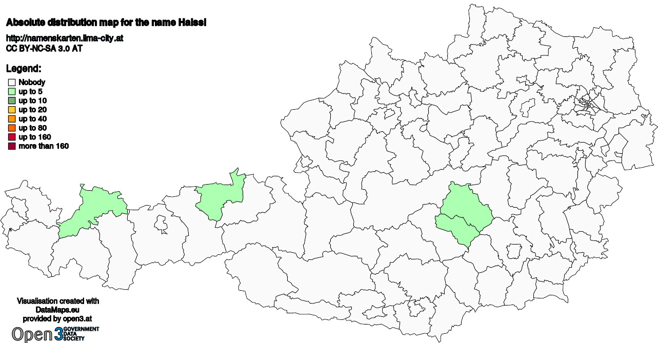 Absolute Distribution maps for surname Haissl