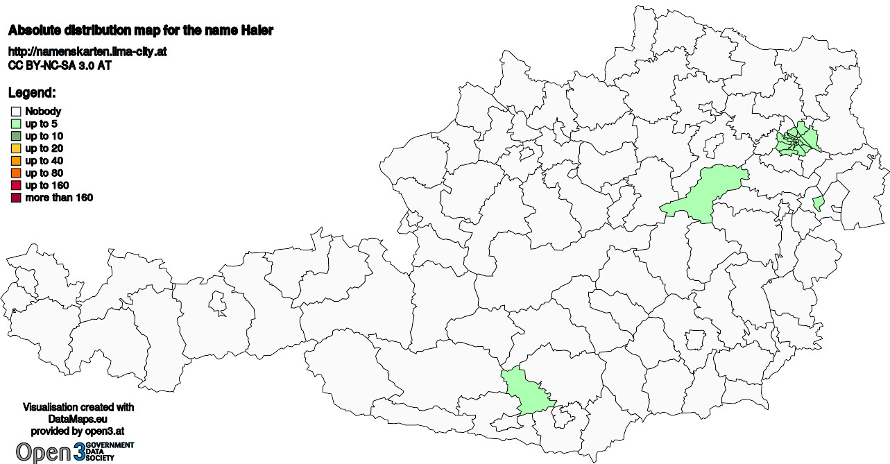 Absolute Distribution maps for surname Haler
