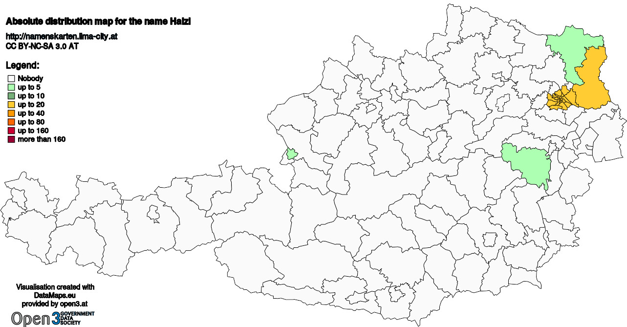 Absolute Distribution maps for surname Halzl