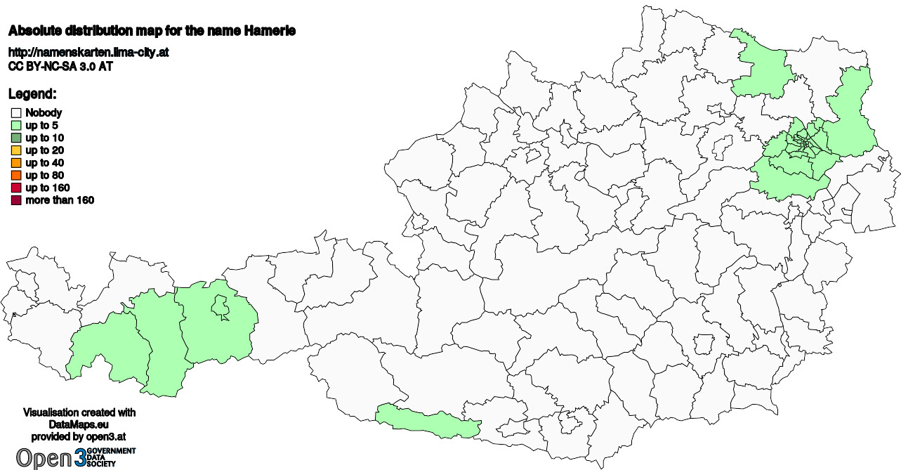 Absolute Distribution maps for surname Hamerle