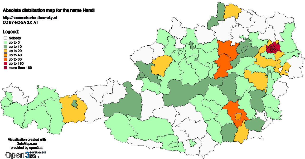 Absolute Distribution maps for surname Handl