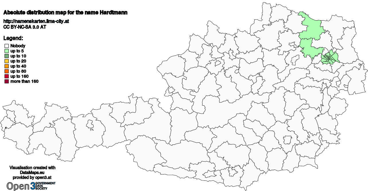 Absolute Distribution maps for surname Hardtmann