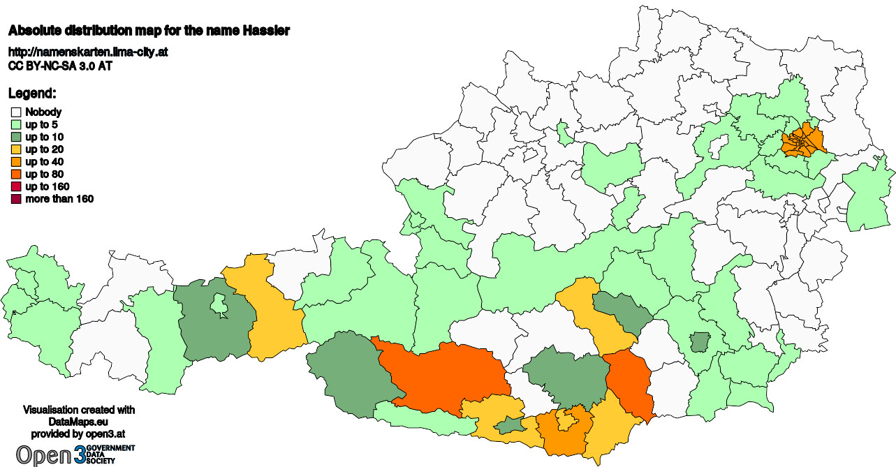 Absolute Distribution maps for surname Hassler