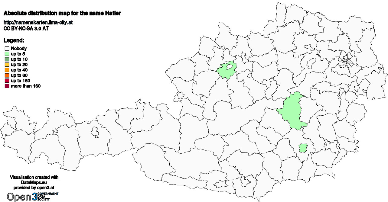 Absolute Distribution maps for surname Hatler