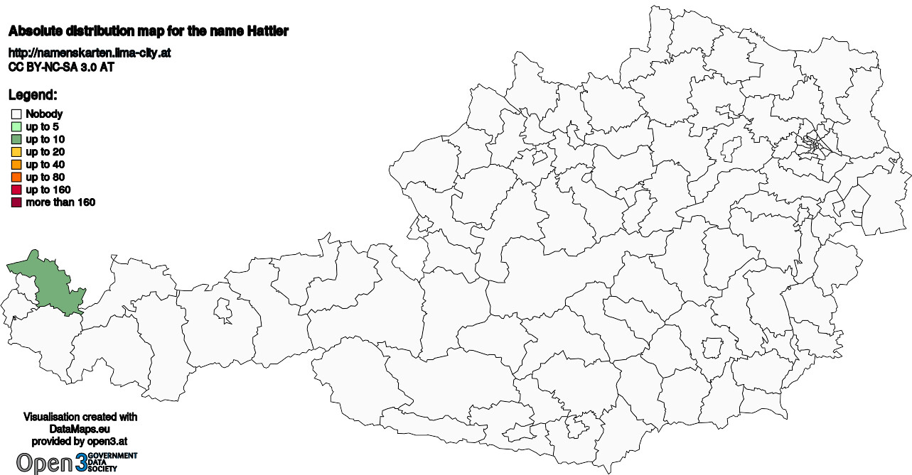 Absolute Distribution maps for surname Hattler