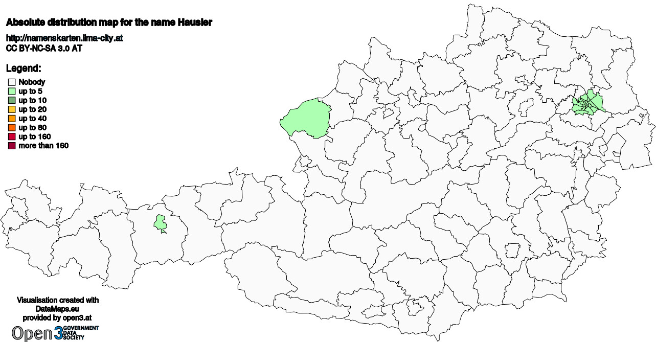 Absolute Distribution maps for surname Hausler