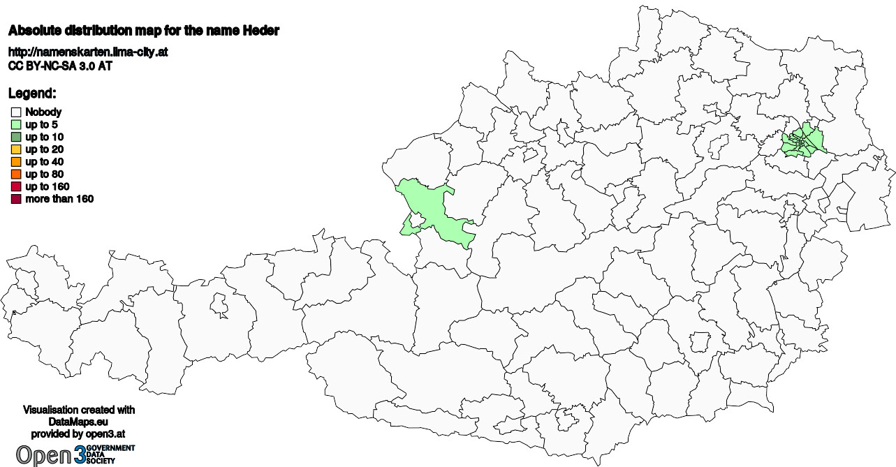 Absolute Distribution maps for surname Heder