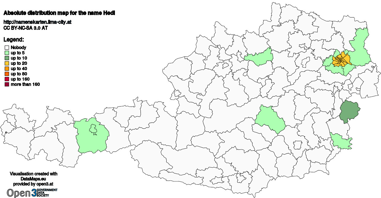 Absolute Distribution maps for surname Hedl