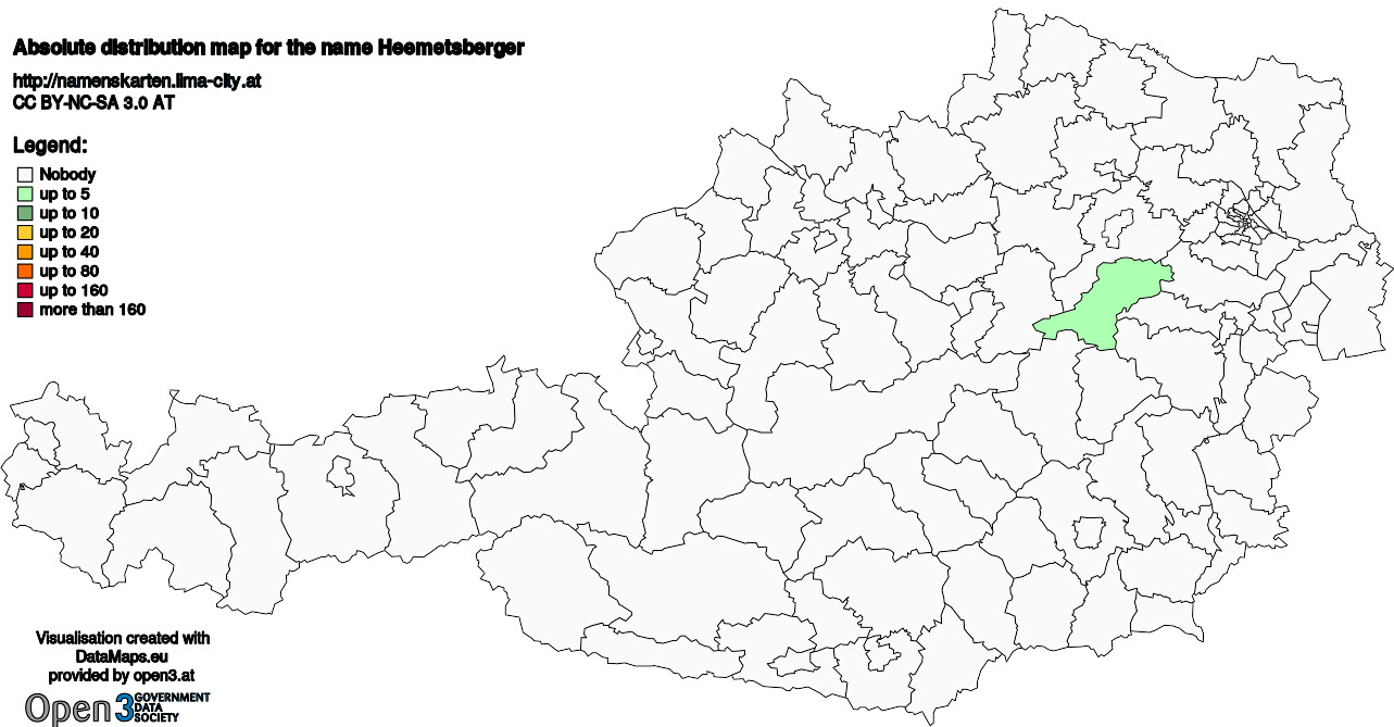 Absolute Distribution maps for surname Heemetsberger