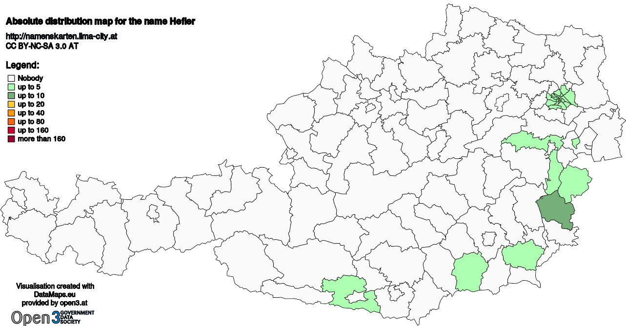 Absolute Distribution maps for surname Hefler