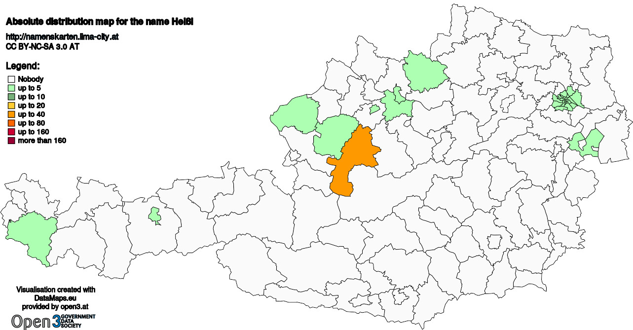 Absolute Distribution maps for surname Heißl