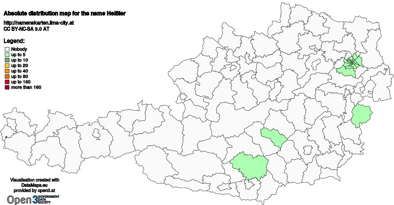 Absolute Distribution maps for surname Heißler