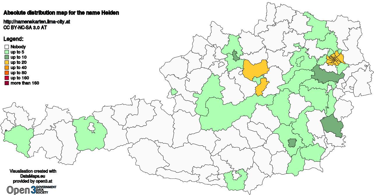 Absolute Distribution maps for surname Heiden