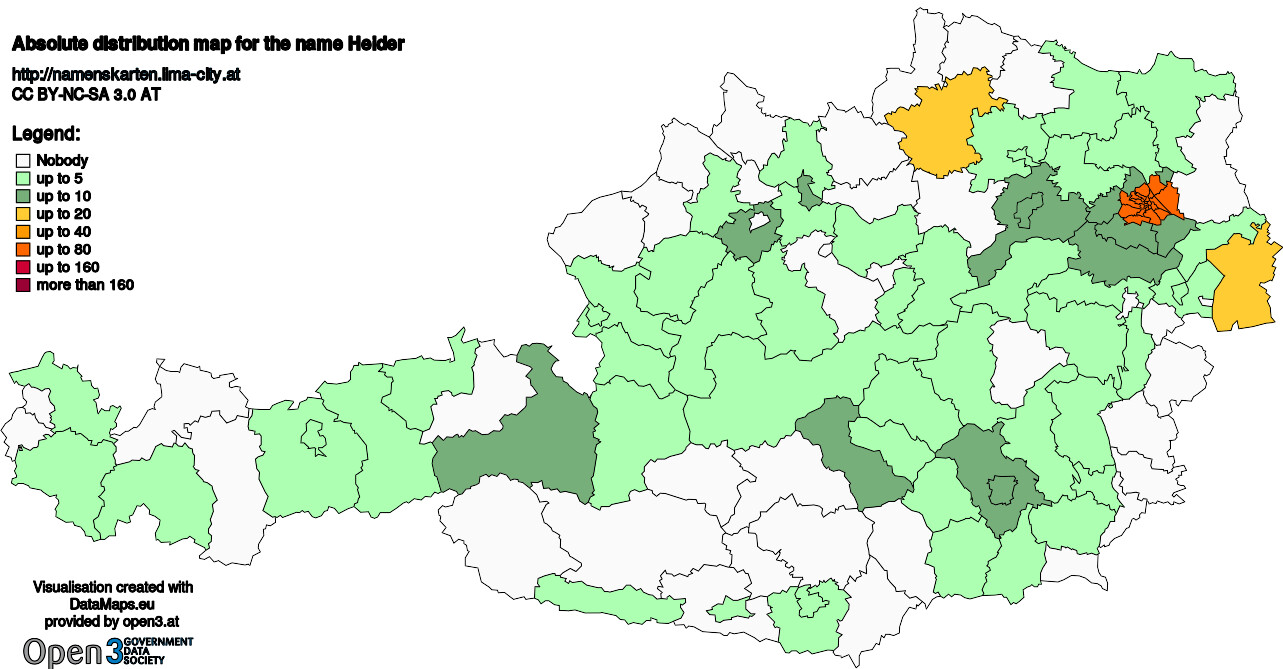 Absolute Distribution maps for surname Heider