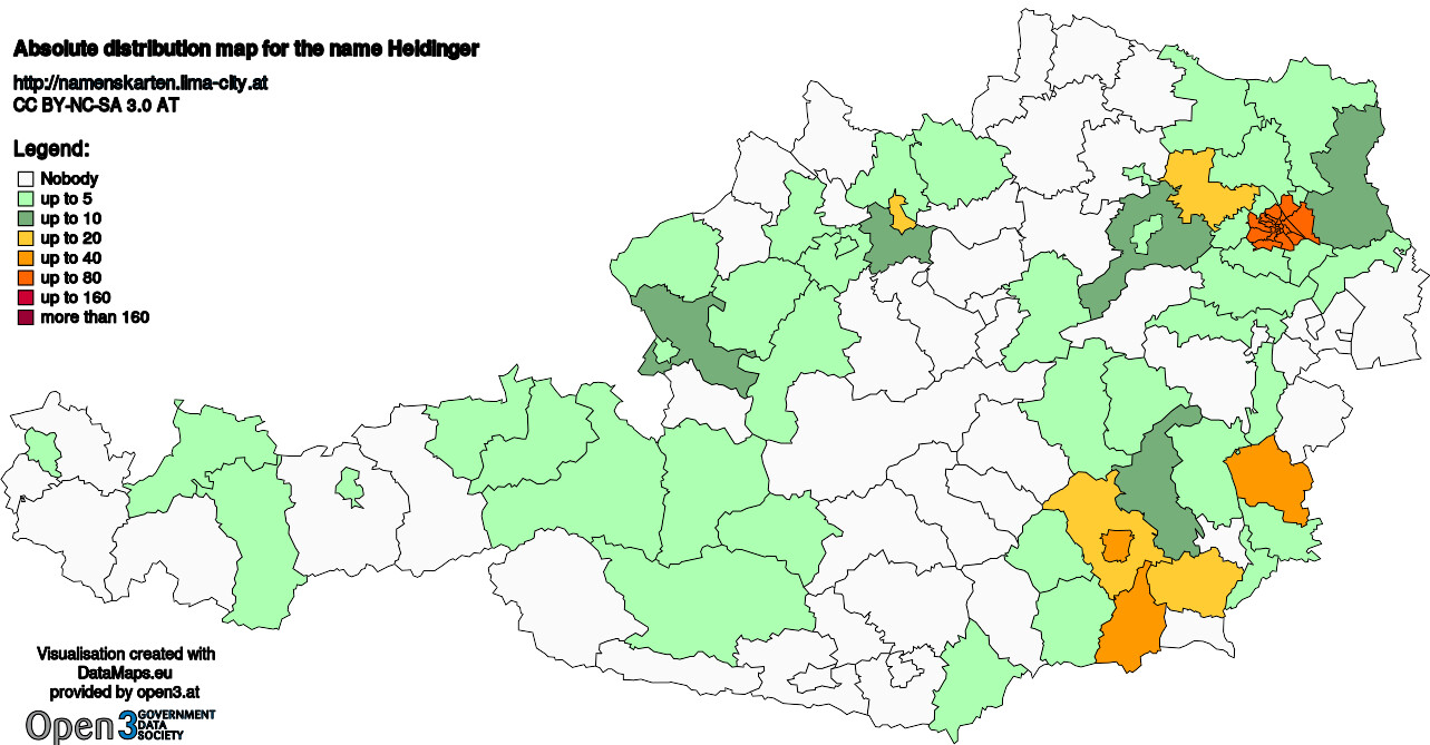 Absolute Distribution maps for surname Heidinger