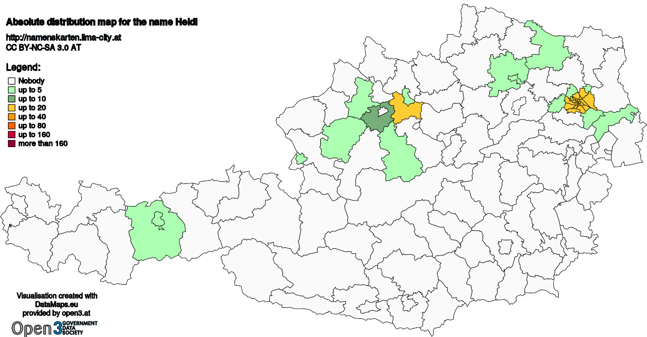 Absolute Distribution maps for surname Heidl