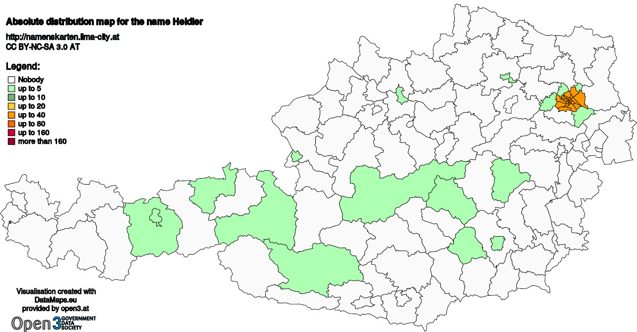 Absolute Distribution maps for surname Heidler