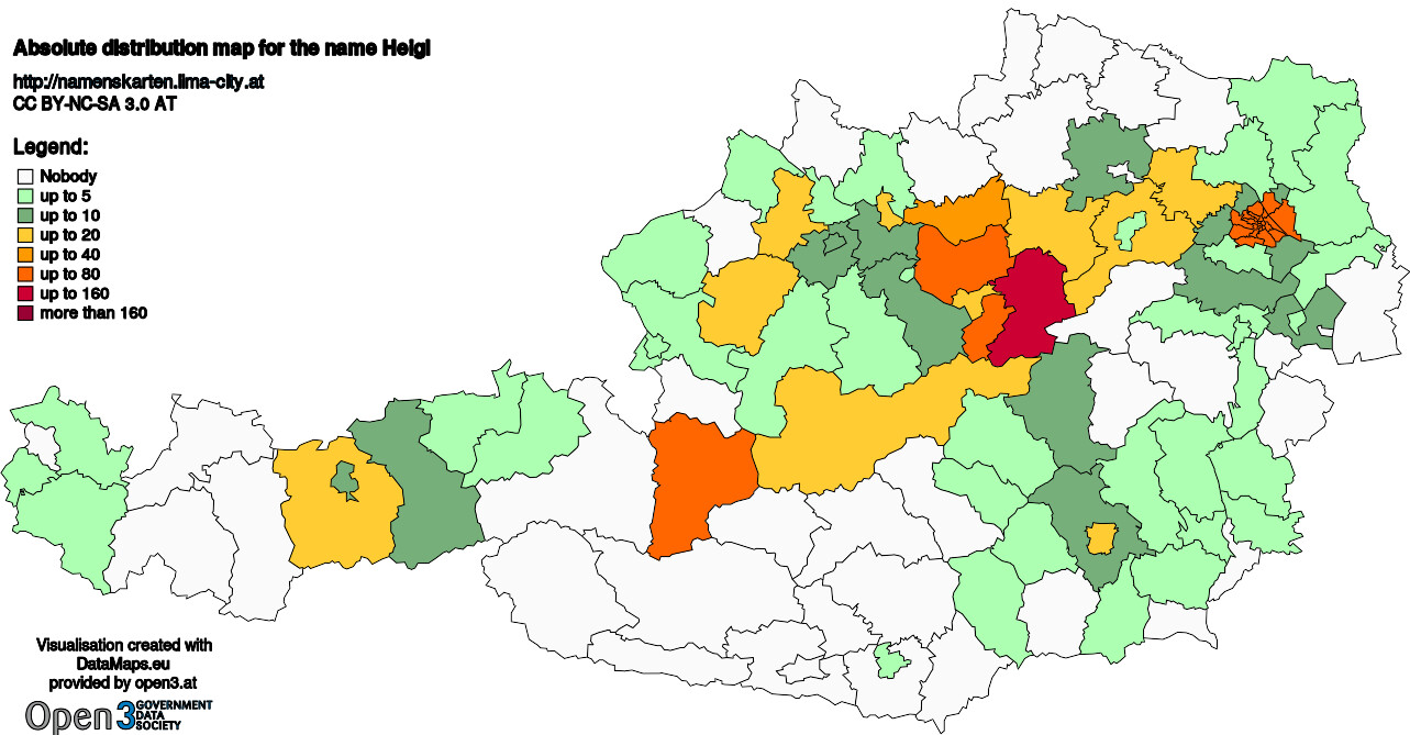 Absolute Distribution maps for surname Heigl