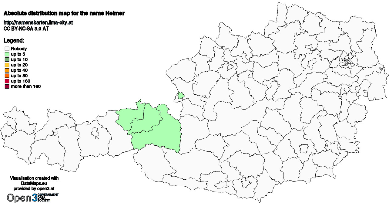 Absolute Distribution maps for surname Heimer