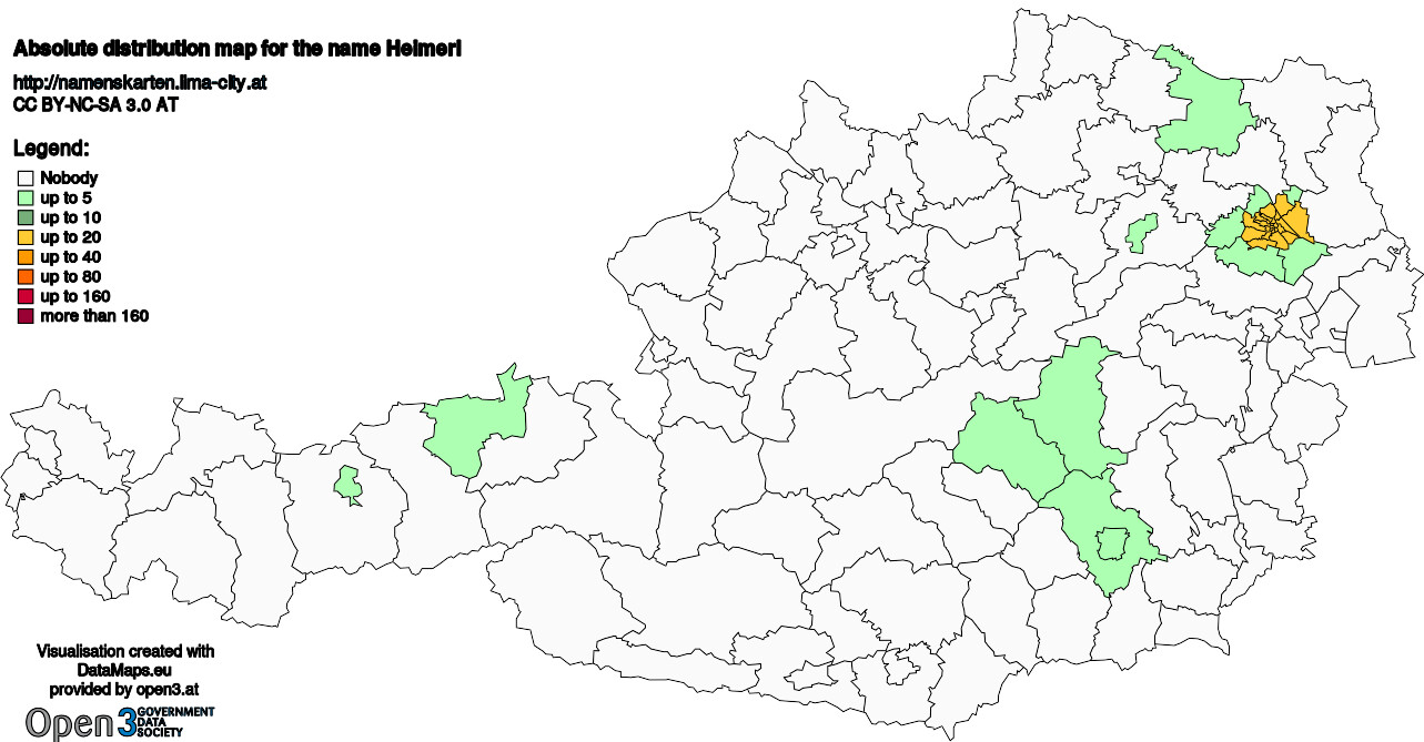 Absolute Distribution maps for surname Heimerl