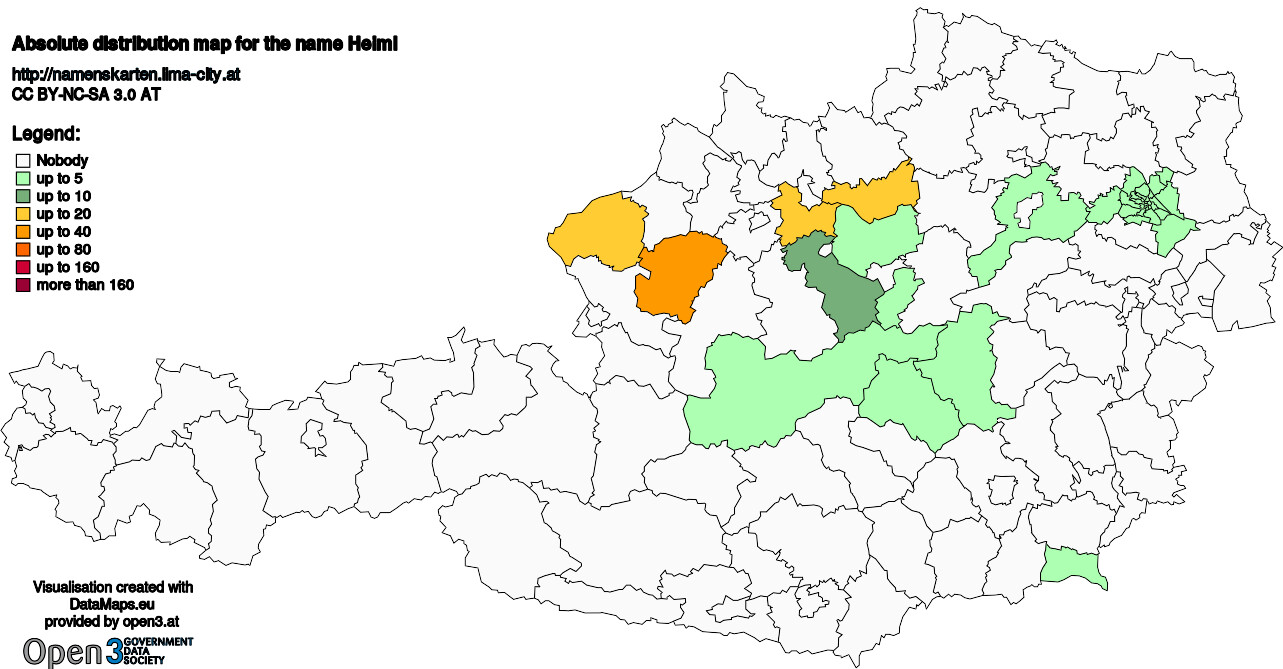 Absolute Distribution maps for surname Heiml