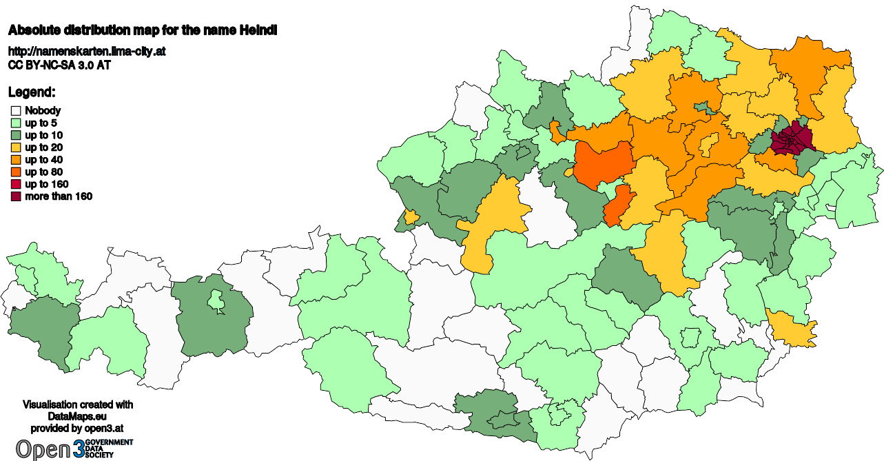 Absolute Distribution maps for surname Heindl