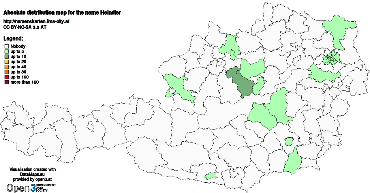 Absolute Distribution maps for surname Heindler