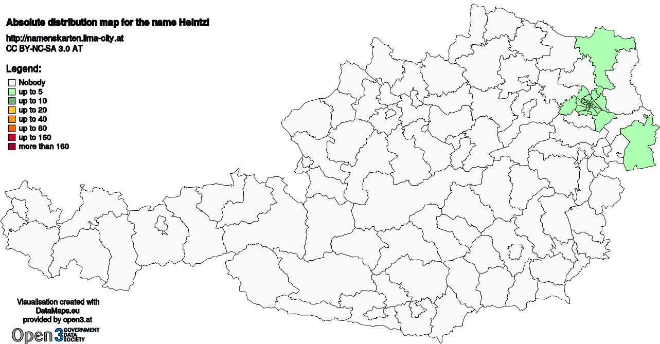 Absolute Distribution maps for surname Heintzl