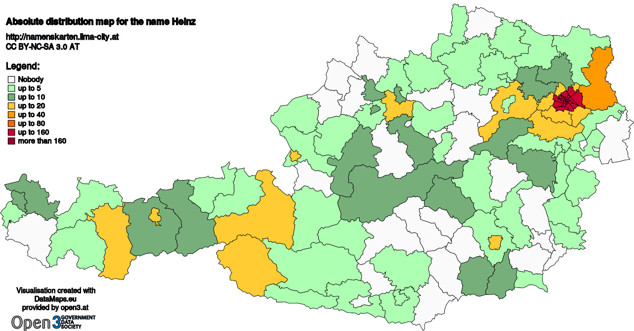 Absolute Distribution maps for surname Heinz