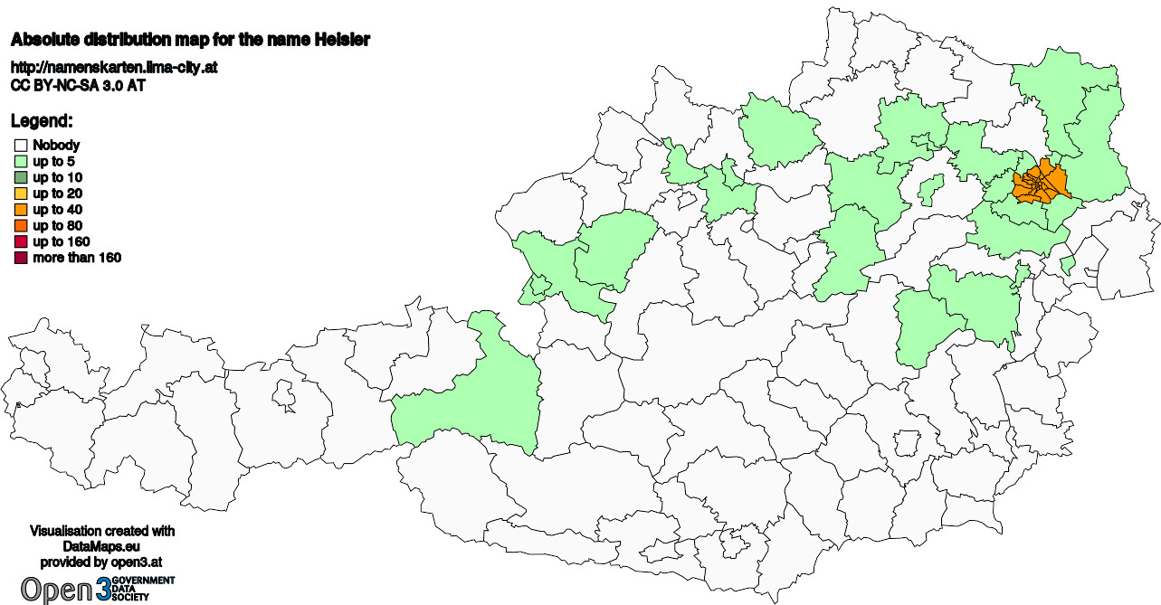 Absolute Distribution maps for surname Heisler