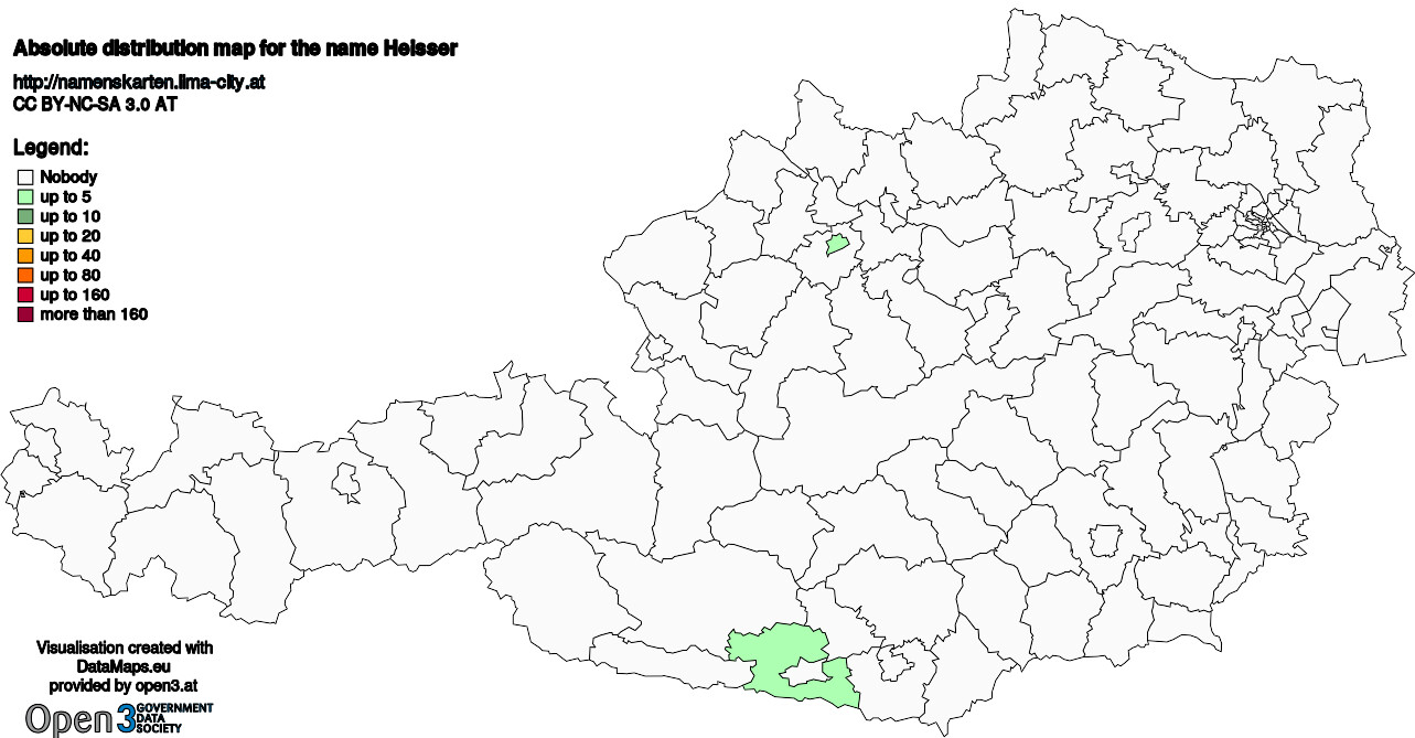 Absolute Distribution maps for surname Heisser