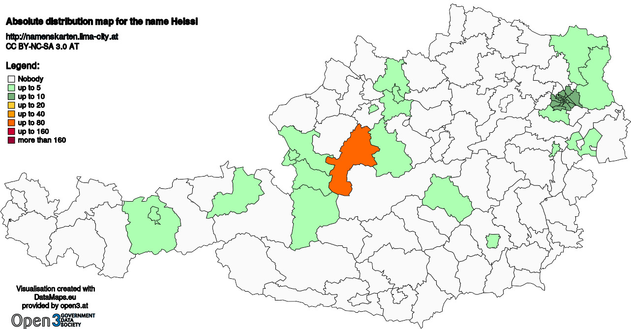 Absolute Distribution maps for surname Heissl