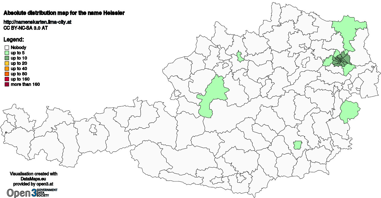 Absolute Distribution maps for surname Heissler