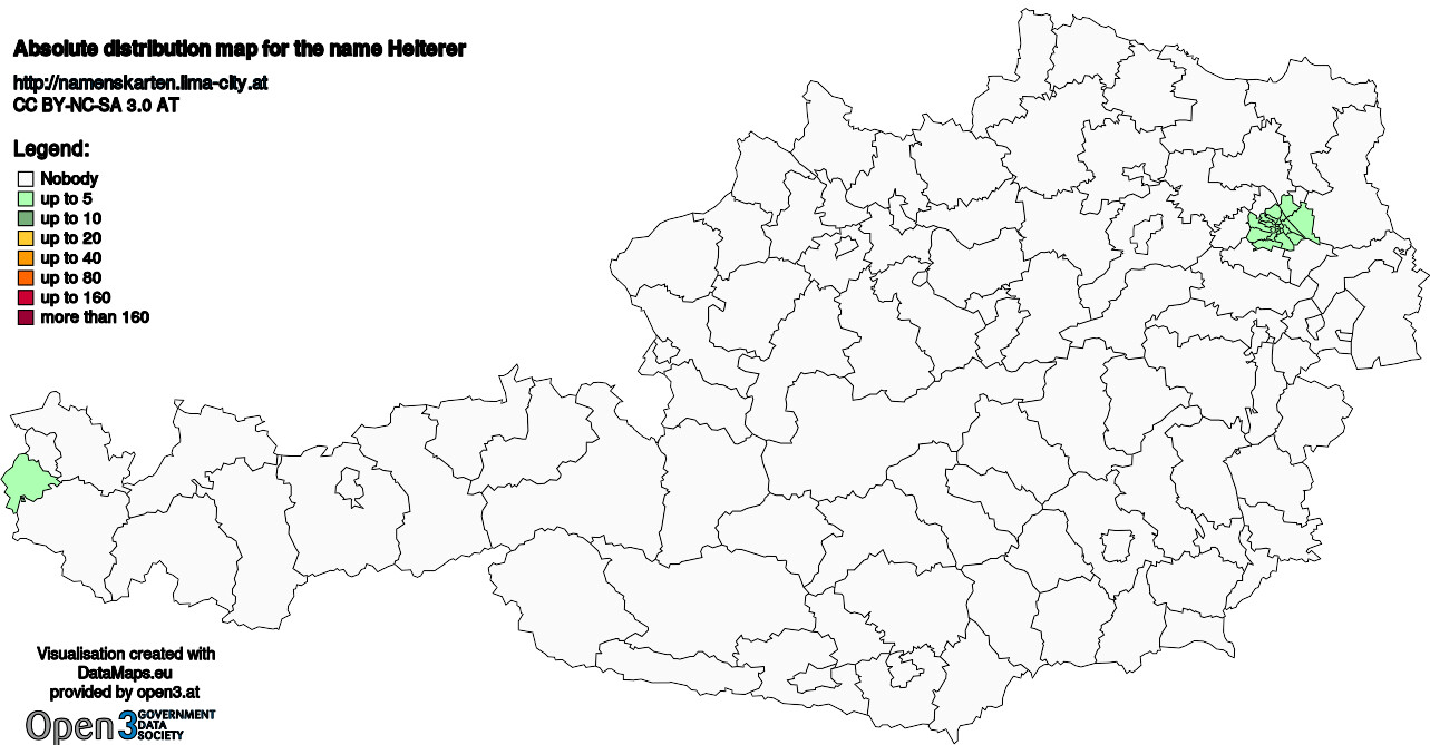 Absolute Distribution maps for surname Heiterer