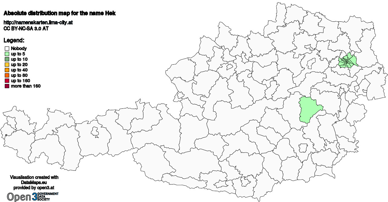 Absolute Distribution maps for surname Hek